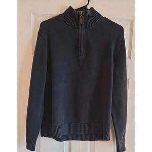 Vtg Ll Bean Mens Quarter Zip Pullover Knit Medium Navy Blue sweater